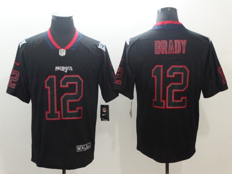 Men's New England Patriots Tom Brady #12 Black Jersey